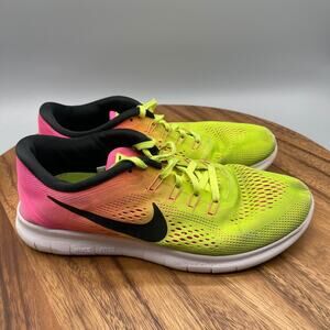 Nike Free RN Shoes Womens 9 Yellow Pink Running Comfort Walking Gym Sneakers